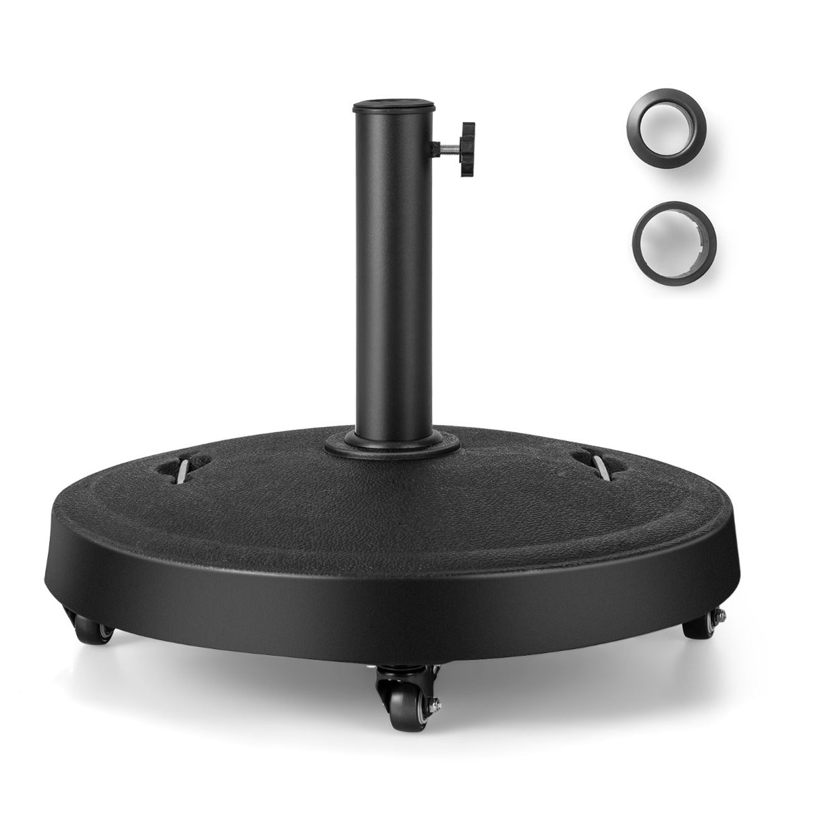 LIVSK Ronde Parasolvoet - 23 kg - Met Wielen en Handgrepen - Inclusief Adapters 38/48 mm - Voor Parasol 300 cm - Zwart