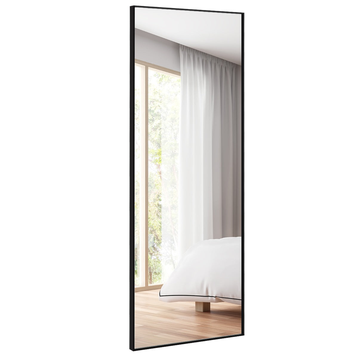 LIVSK Passpiegel - Explosiebestendig Glas - Roestvrij Aluminium Frame - 150 x 56 cm - Veelzijdig Gebruik - Zwart