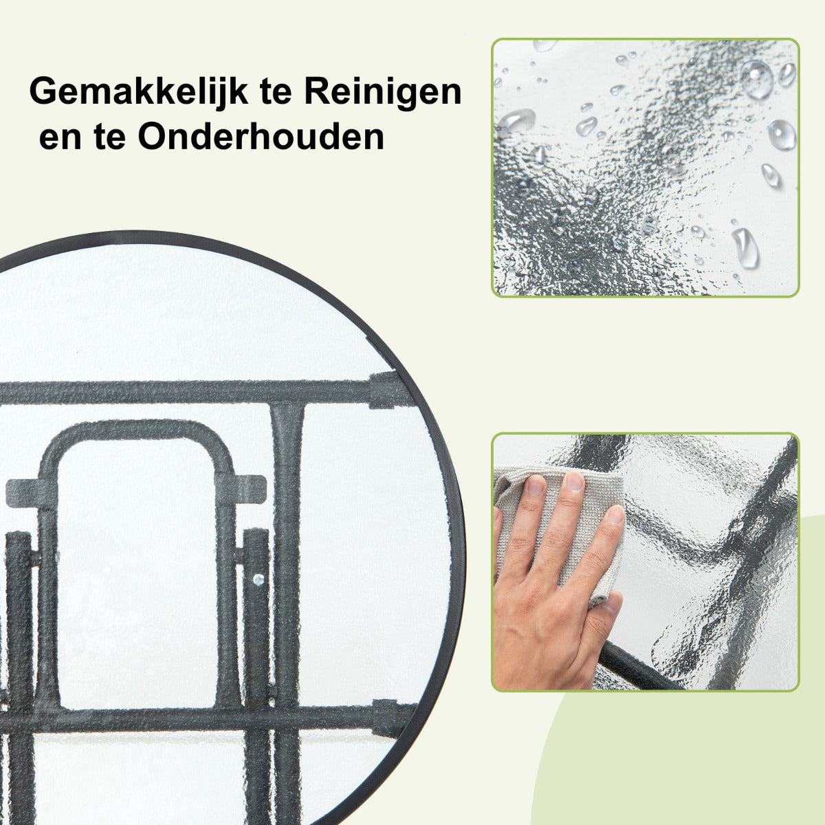 LIVSK Opvouwbare Terrastafel - Gehard Glazen Tafelblad - Stalen Frame - Inklapbaar - Tot 50 kg - 46 x 47,5 cm - Zwart