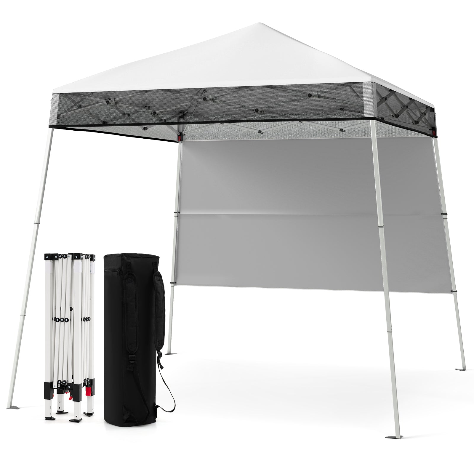 LIVSK Pop-up Paviljoen - Waterdicht - Hoogteverstelbaar - Stevig Metalen Frame - Inclusief Rugzak - 182 x 182 x 221 cm - Wit