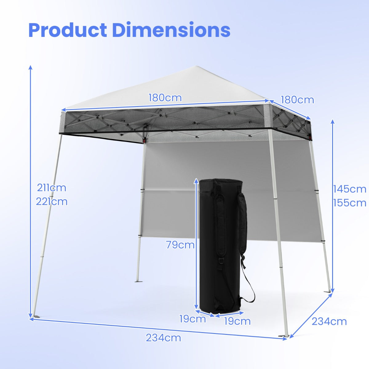 LIVSK Pop-up Paviljoen - Waterdicht - Hoogteverstelbaar - Stevig Metalen Frame - Inclusief Rugzak - 182 x 182 x 221 cm - Wit