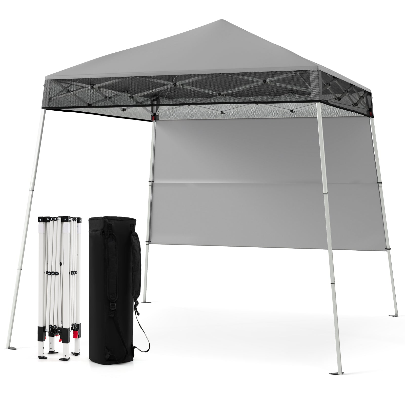 LIVSK Pop-up Paviljoen met Zonnebescherming - Hoogteverstelbaar - Scheurbestendige Oxford-stof - Inclusief Grondpinnen - Grijs