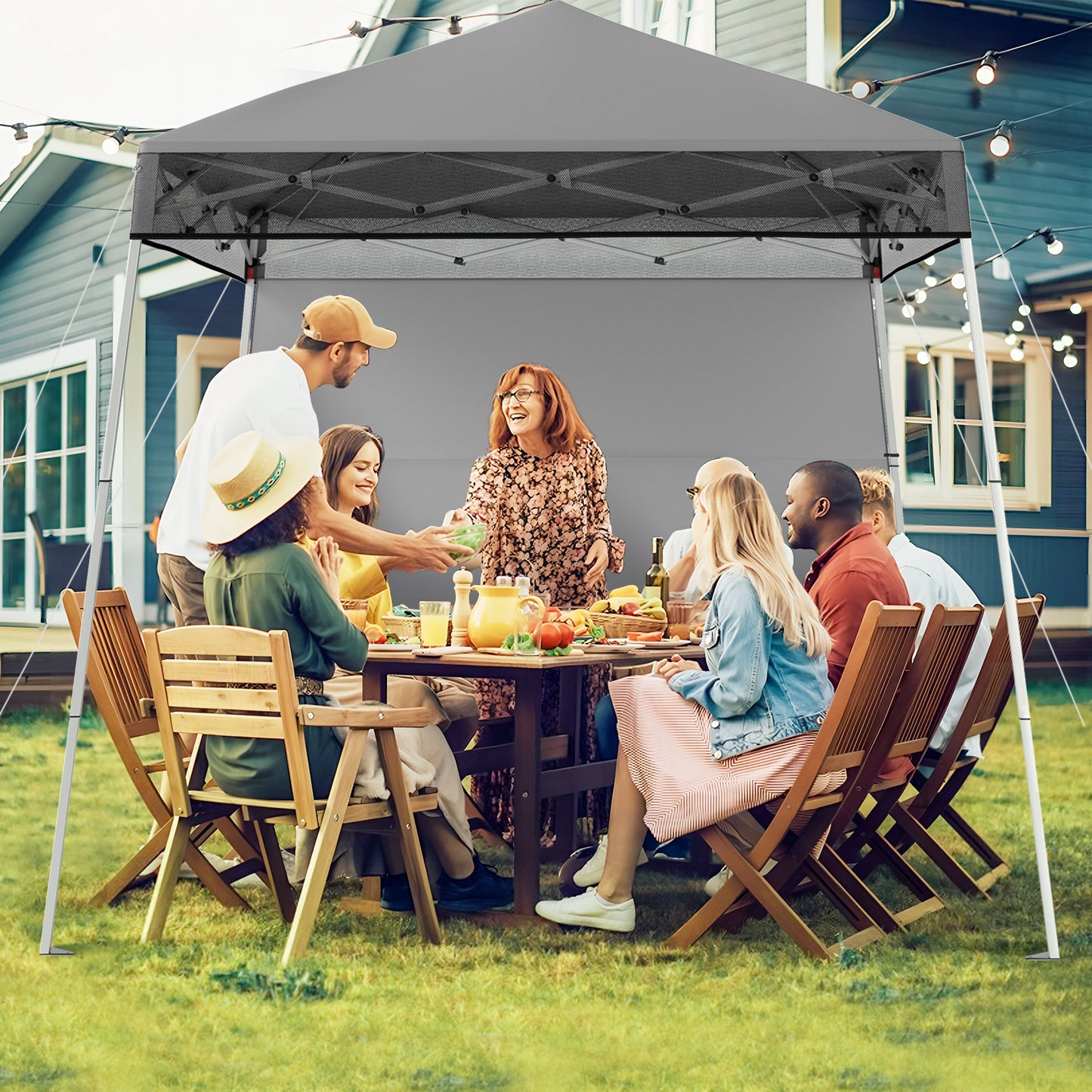 LIVSK Pop-up Paviljoen met Zonnebescherming - Hoogteverstelbaar - Scheurbestendige Oxford-stof - Inclusief Grondpinnen - Grijs