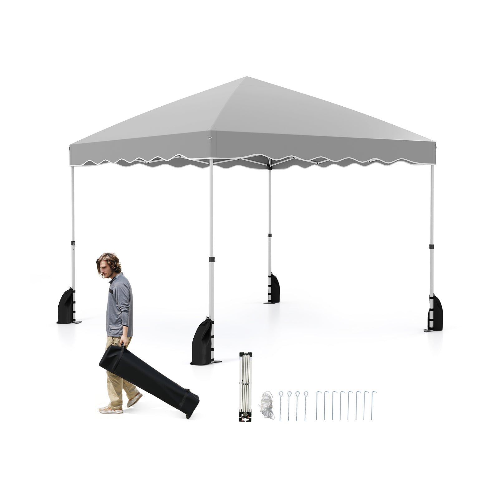 LIVSK Pop-up Luifel Tent 300 x 300 x 266-286 cm - Waterdicht - 3 Instelbare Hoogtes - Inclusief Roltas en Stabiliteitsaccessoires