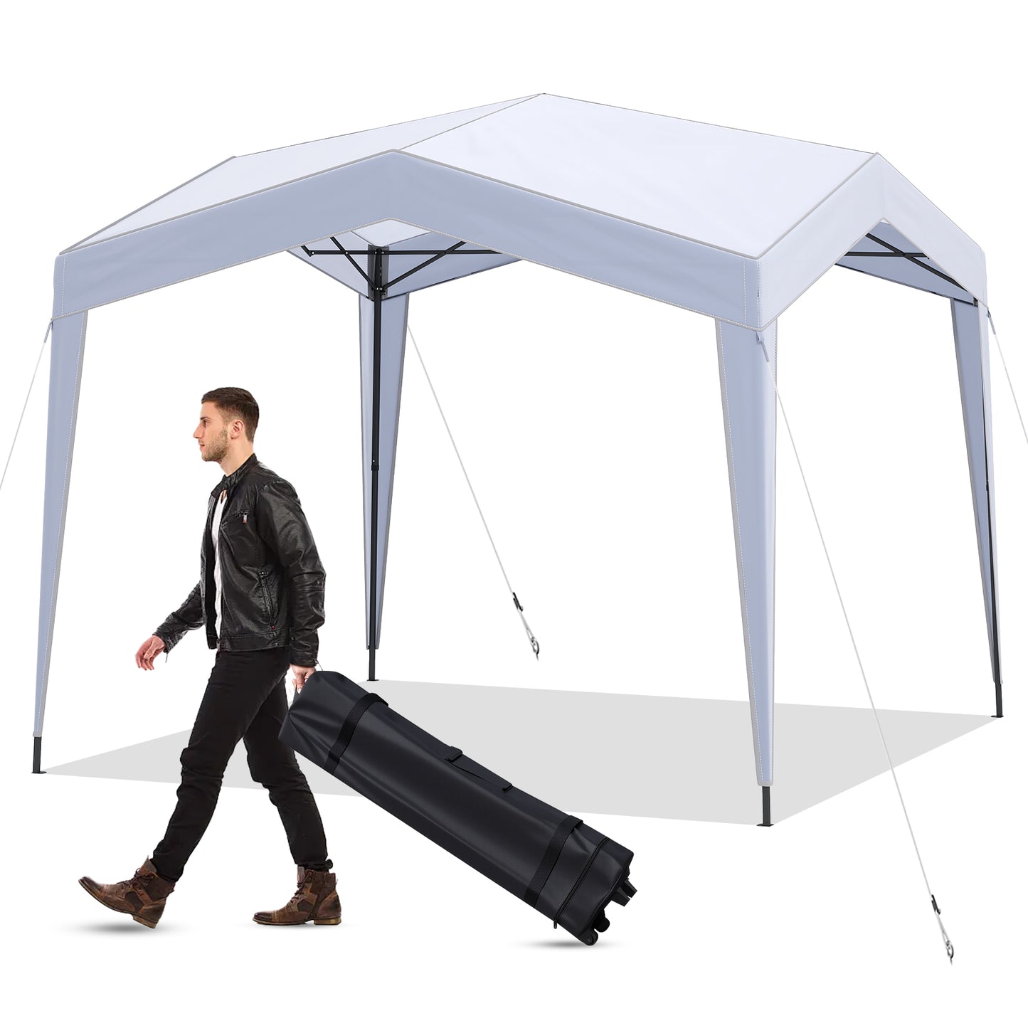LIVSK Partytent 3x3 - Pop-up Structuur - UPF50+ Zonbescherming - Waterdicht - Inclusief Draagtas - 302 x 302 x 265-375 cm - Wit
