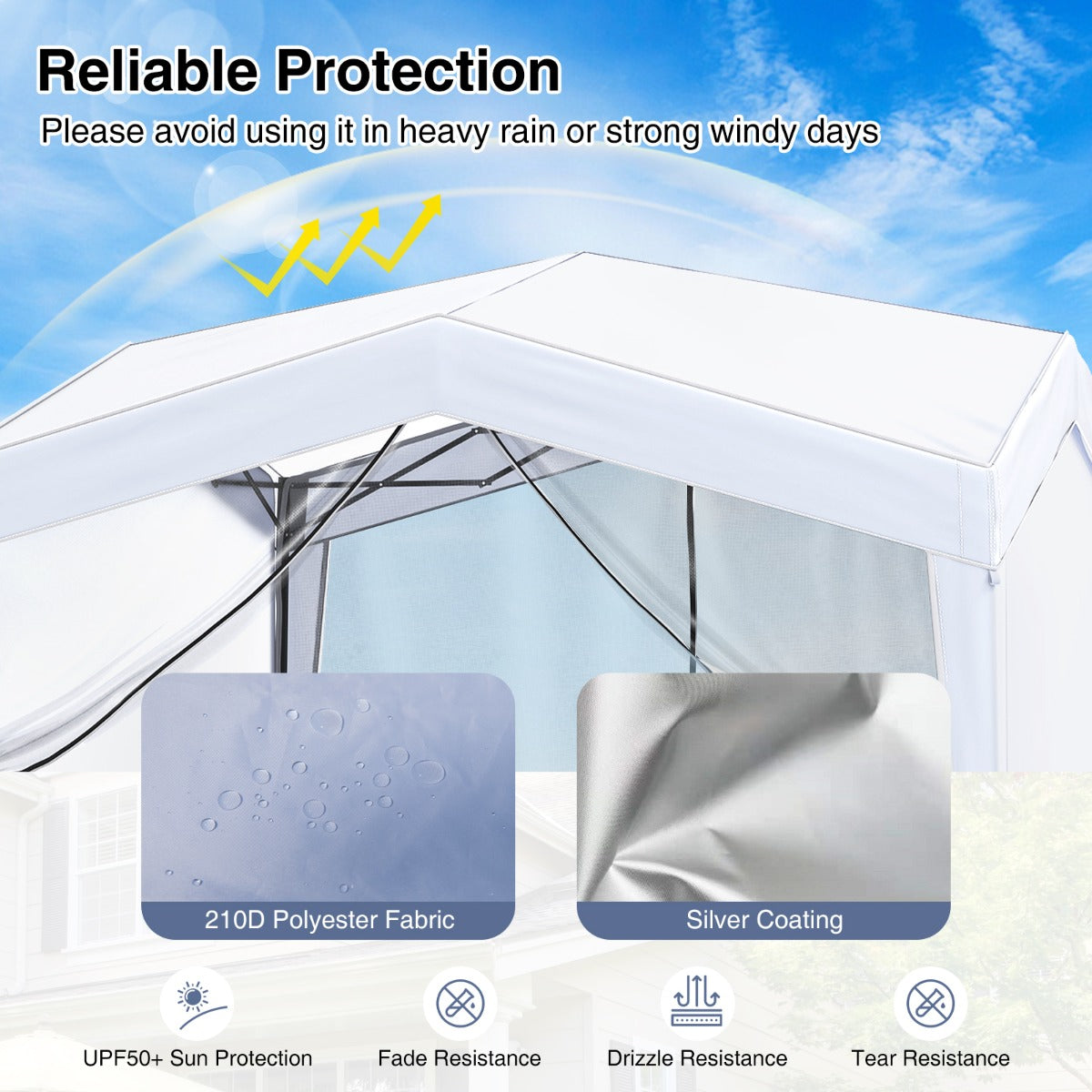 LIVSK Partytent 3x3m - Pop-up Structuur - UPF50+ Zonbescherming - Instelbare Hoogtes - Draagtas Inclusief - Wit