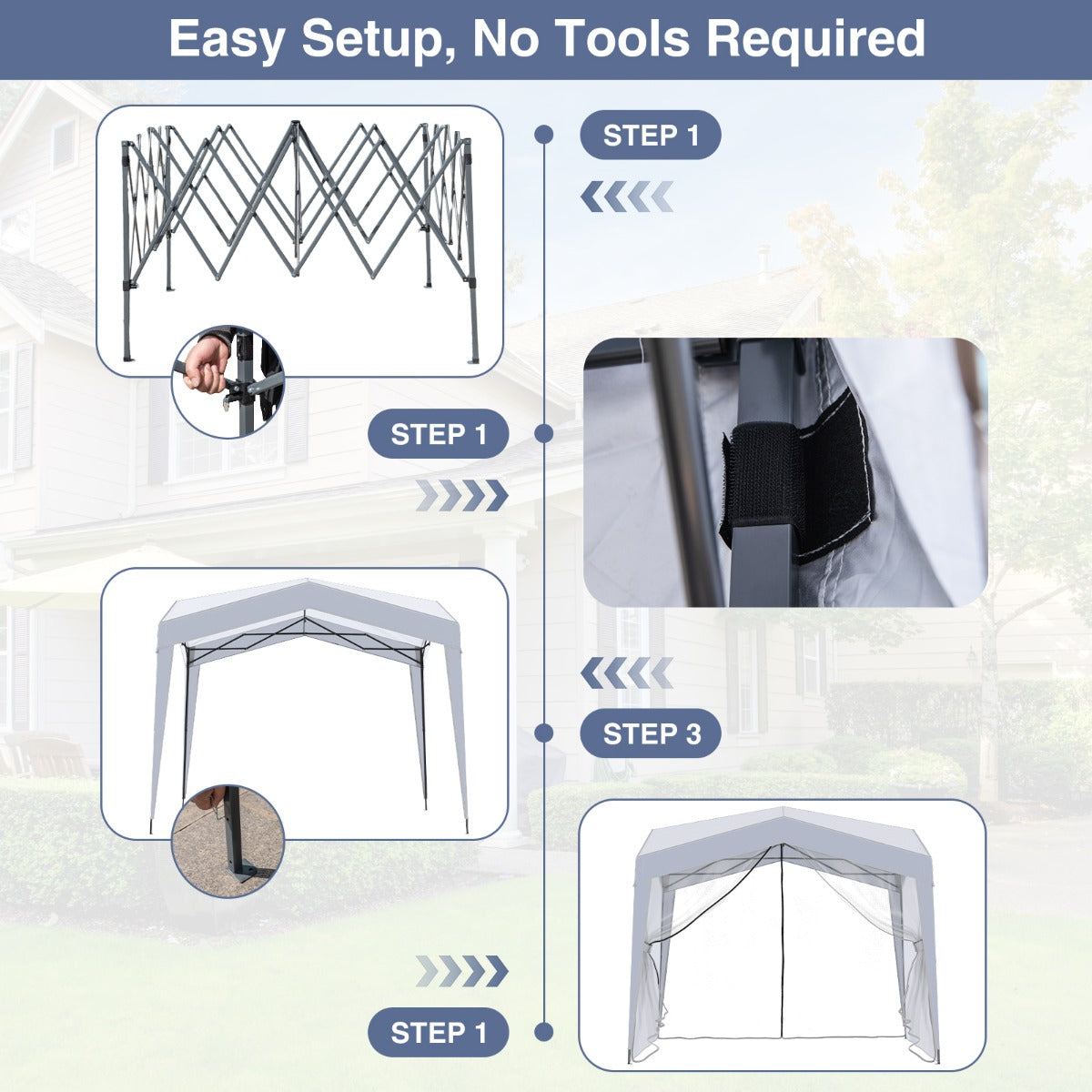 LIVSK Partytent 3x3m - Pop-up Structuur - UPF50+ Zonbescherming - Instelbare Hoogtes - Draagtas Inclusief - Wit