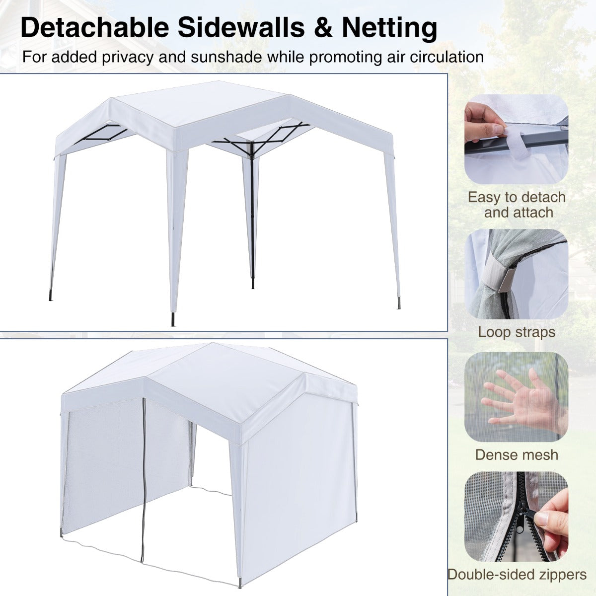 LIVSK Partytent 3x3m - Pop-up Structuur - UPF50+ Zonbescherming - Instelbare Hoogtes - Draagtas Inclusief - Wit