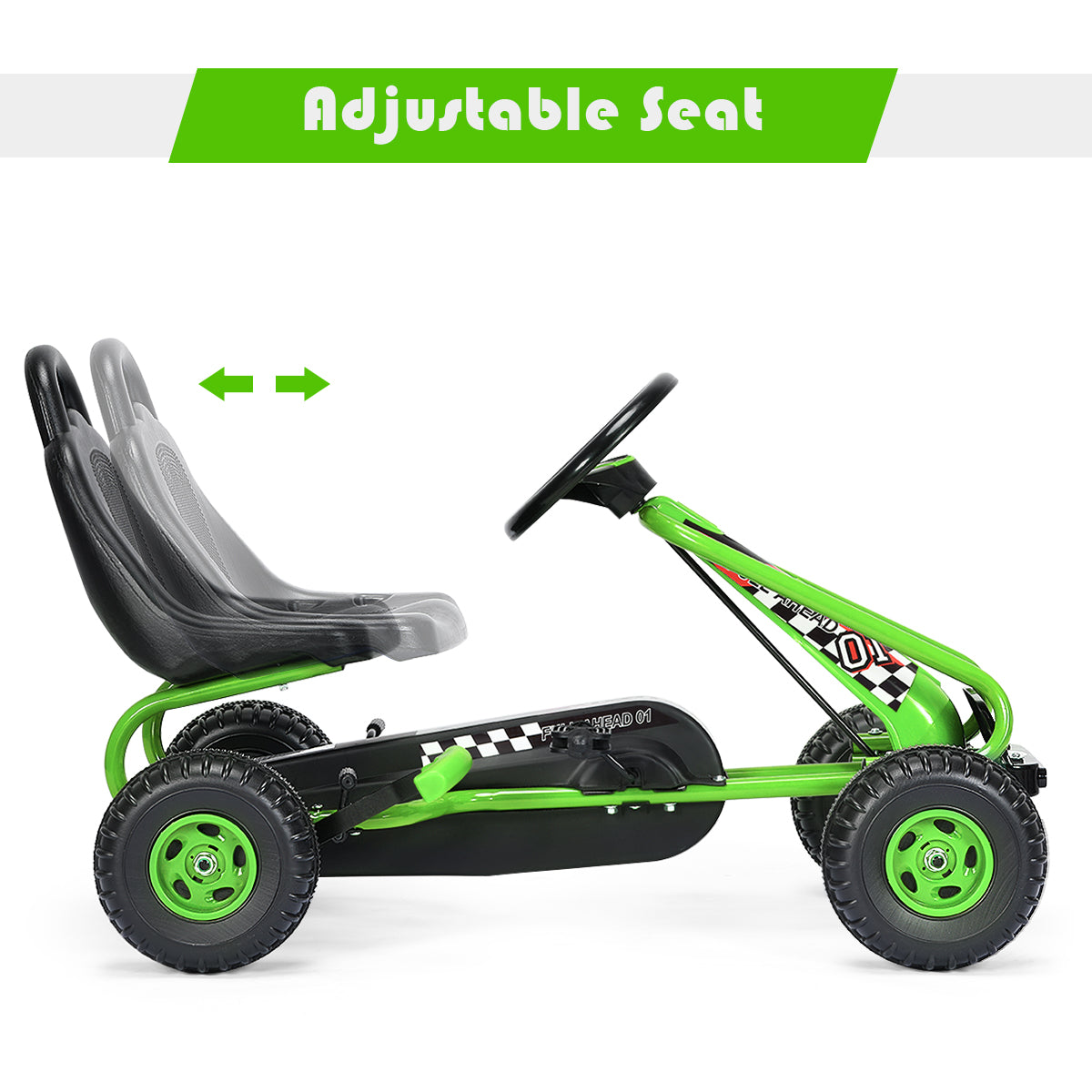 LIVSK Pedaalkart voor Kinderen - Verstelbaar Zitje - Antislipwielen - Tot 30 kg - Stimuleert Beweging - 92 x 50 x 53 cm -