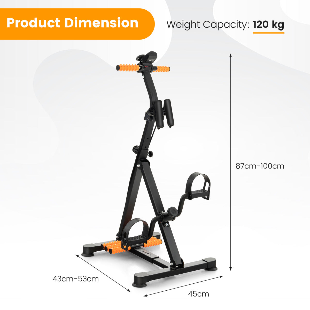 LIVSK Multifunctionele Hometrainer - Verstelbare Hoogte en Lengte - LCD-monitor - Tot 120 kg - Stabiel Metalen - Zwart + Oranje