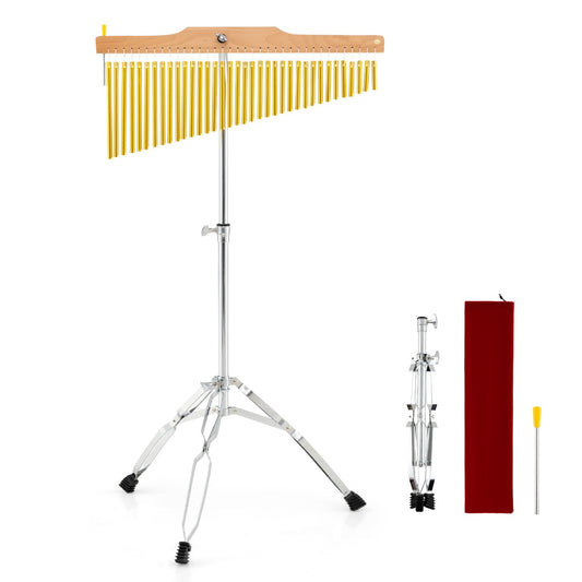 Livsk costway percussie instrument met 36 staven voor volwassenen windcarillon met een rij en verstelbare standaard draagtas hamer muziekinstrument