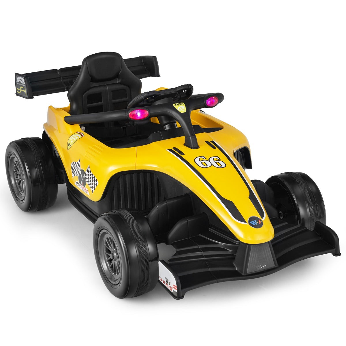 LIVSK Kinderauto met Afstandsbediening - Race Thema - Schokabsorberende Wielen - Voor 3-7 Jaar - Tot 30 kg - Geel
