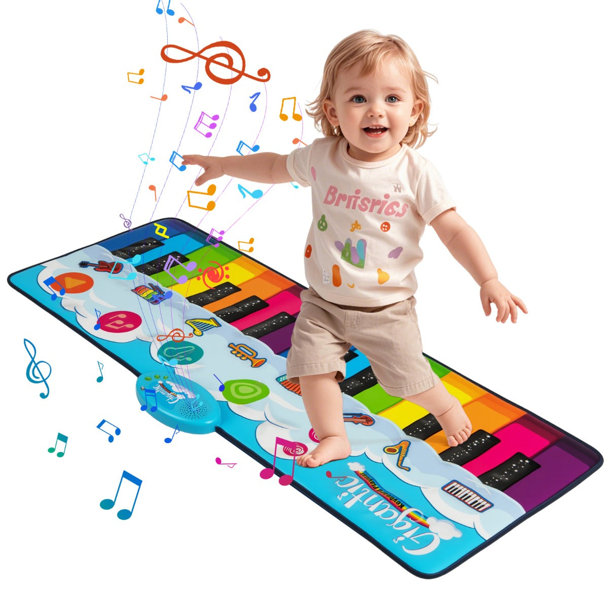 LIVSK Muziekmat voor Kinderen - 24 Pianotoetsen - 8 Instrumentgeluiden - Opnamefunctie - Antislip - Opvouwbaar - 120 x 47 cm -