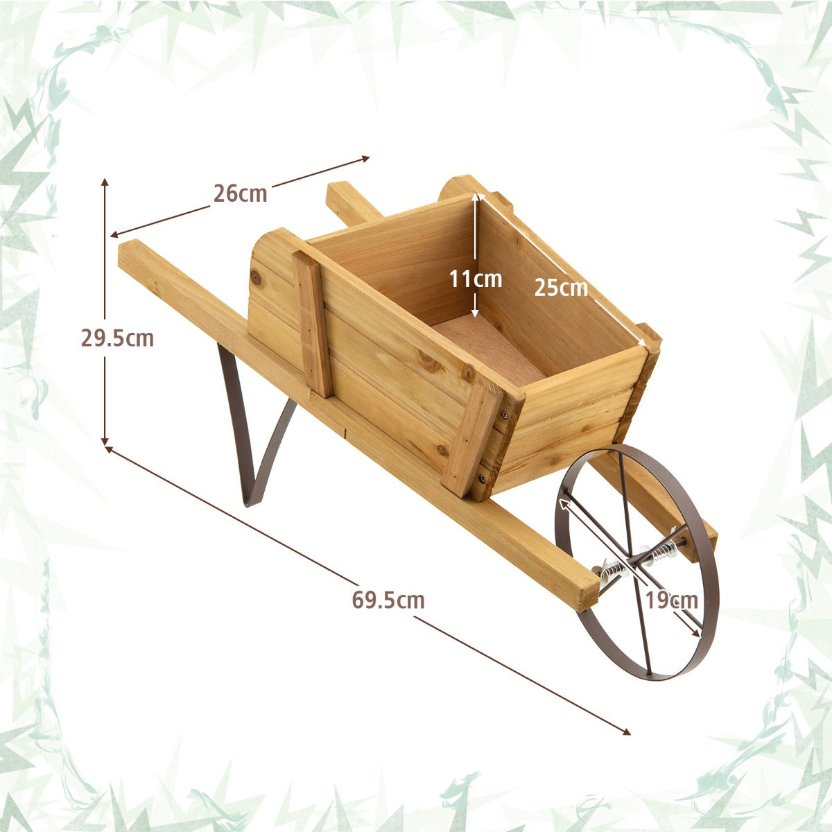 LIVSK Houten Plantenbak in Kruiwagenstijl - Inclusief 9 Magnetische Accessoires - Stevig Dennenhout - Multifunctioneel -