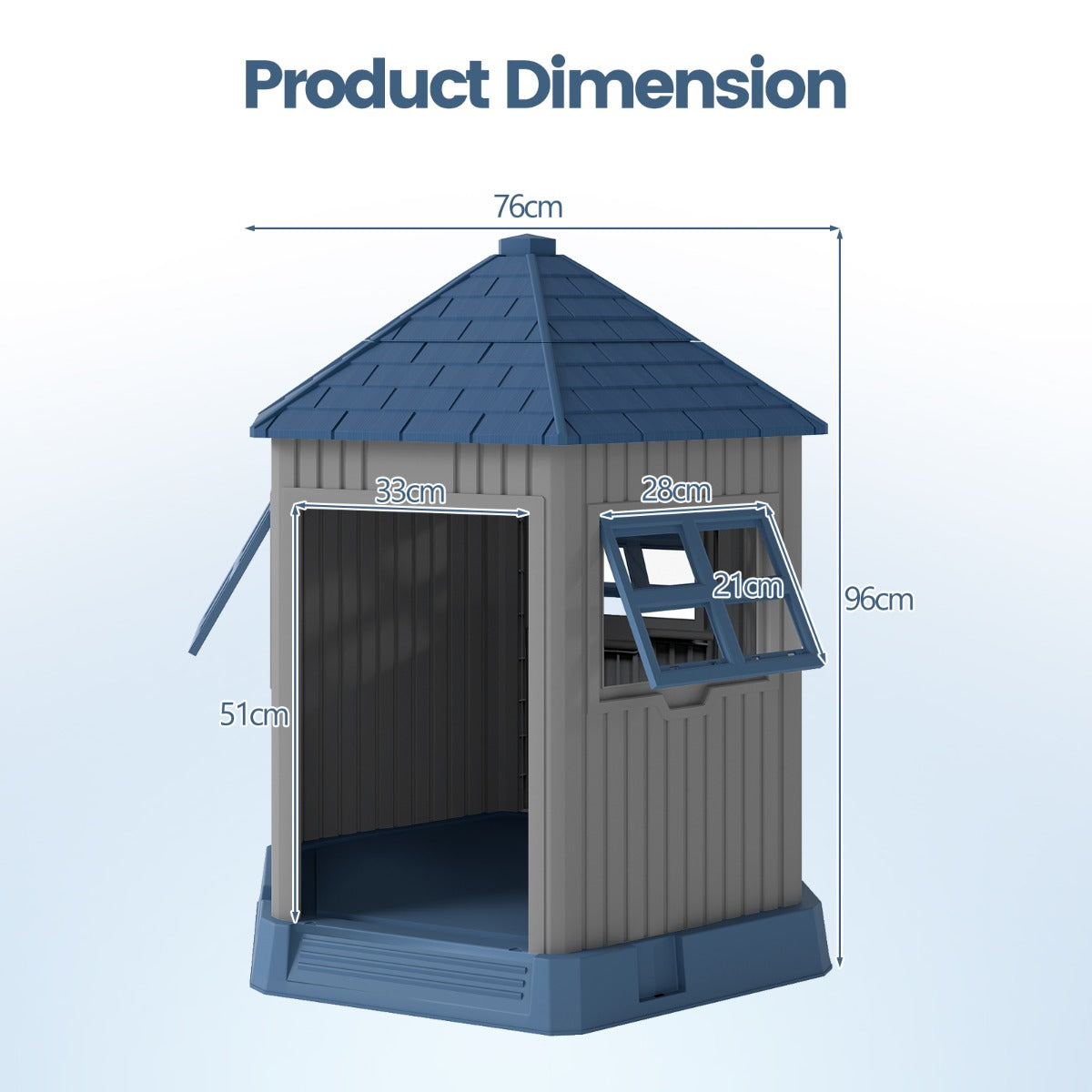 Livsk costway plastic hondenhok met dakraam en ventilatieopening 2 2