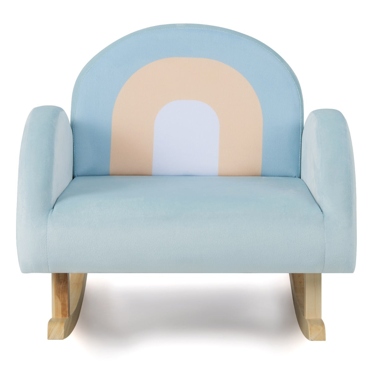 LIVSK Gestoffeerde Schommelstoel voor Peuters - Ergonomisch Ontwerp - Rubberhouten Basis - Tot 50 kg - Blauw