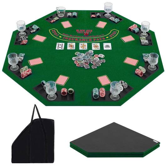 LIVSK Opvouwbare Pokertafel voor 8 Spelers - Inclusief Draagtas en Bekerhouders - Ruimtebesparend - 120 x 120 cm - Groen