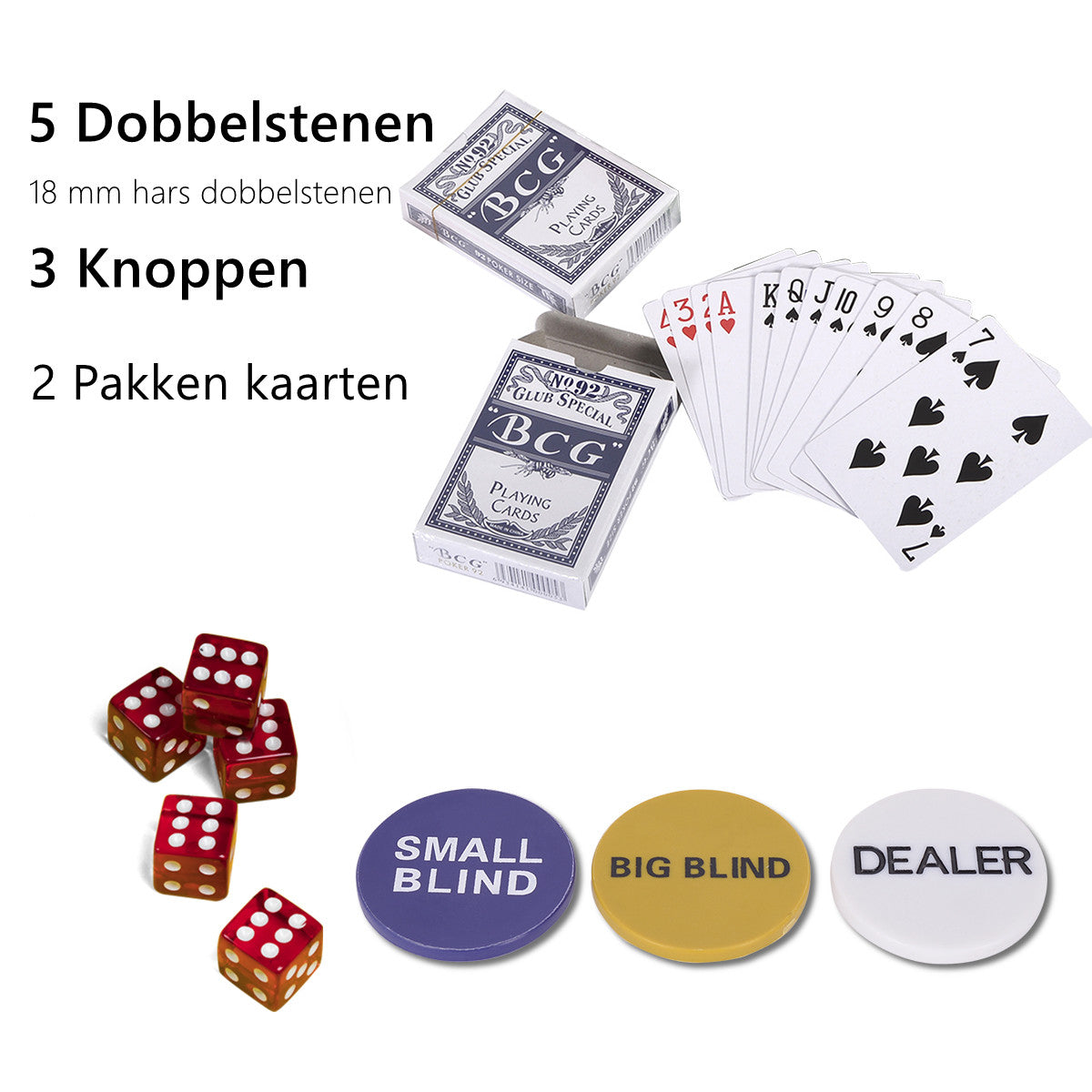 LIVSK Pokerkoffer - 500 Laserchips - Aluminium - 2 Sets Pokerkaarten - 5 Dobbelstenen - Compleet Pakket - Zwart