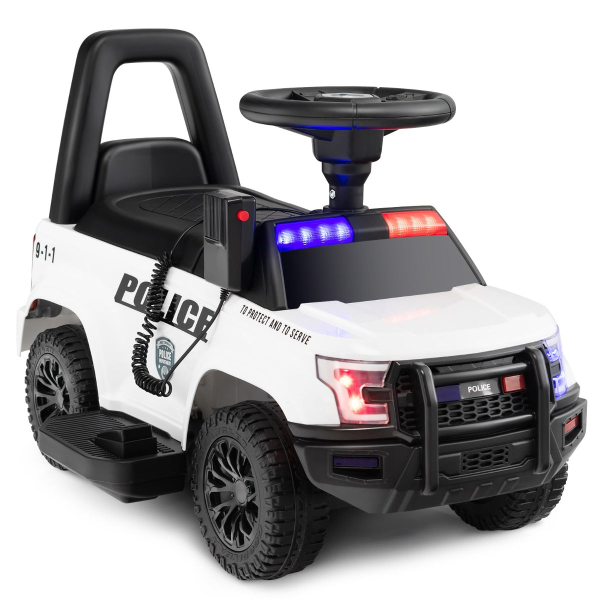 LIVSK Kinderpolitieauto voor Kinderen - Sirenegeluid - Waarschuwingslicht - Interactief Paneel - Tot 25 kg - Wit