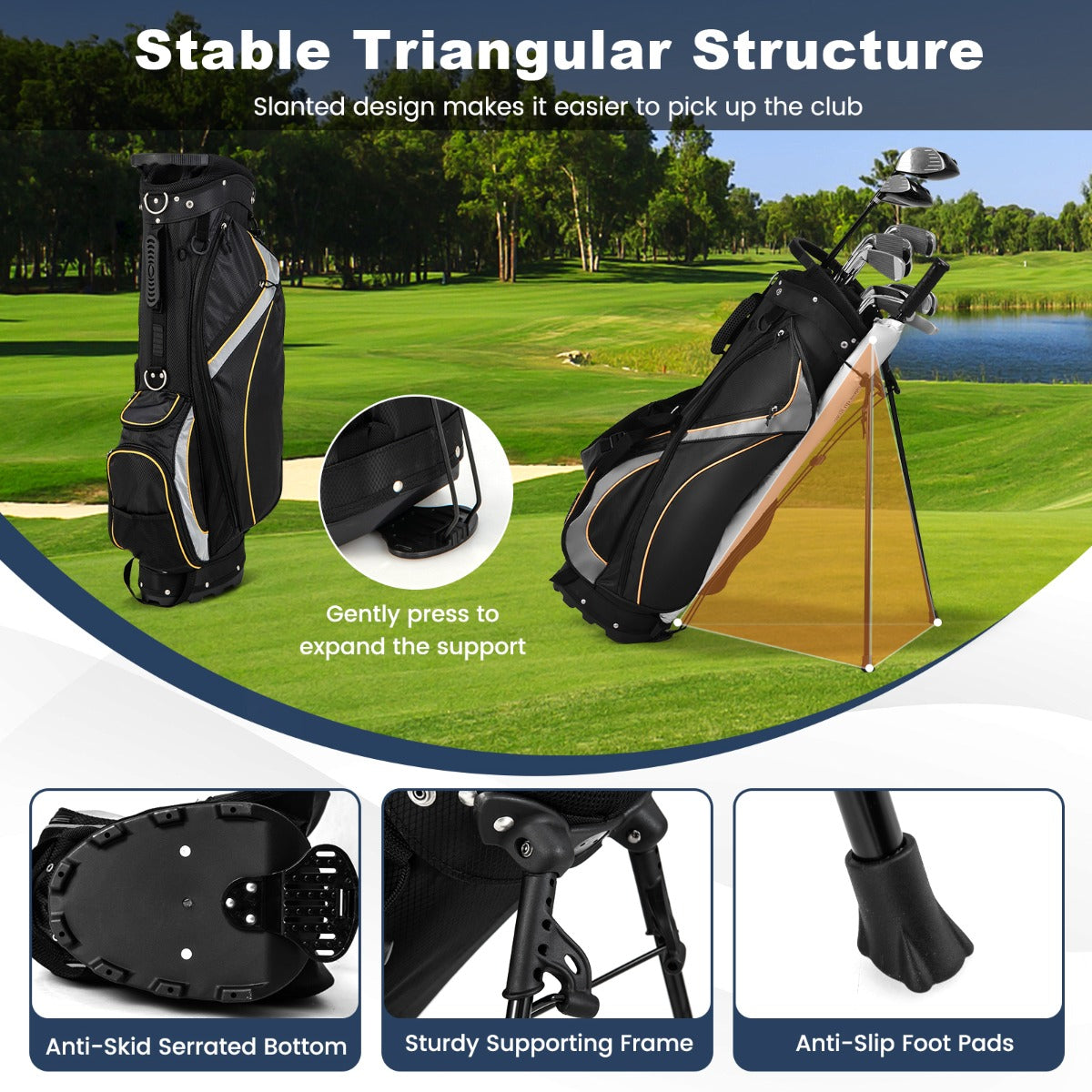 LIVSK Professionele Golftas - 8-Voudig Verdeelsysteem - Regenhoes - Dubbel Bandensysteem - 84 cm - Zwart