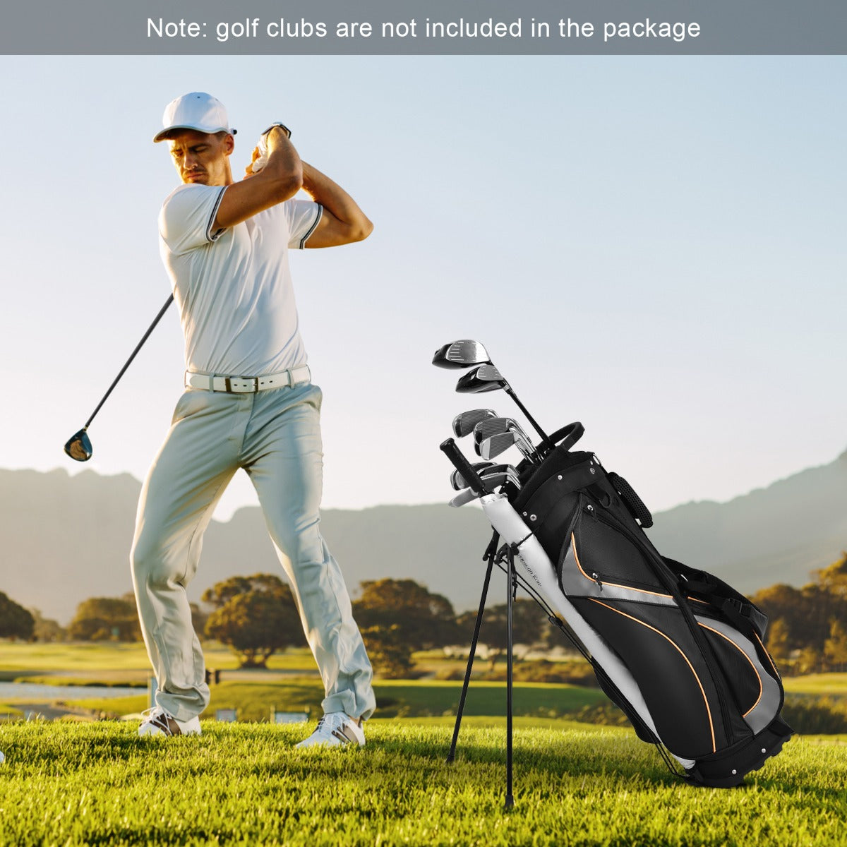 LIVSK Professionele Golftas - 8-Voudig Verdeelsysteem - Regenhoes - Dubbel Bandensysteem - 84 cm - Zwart