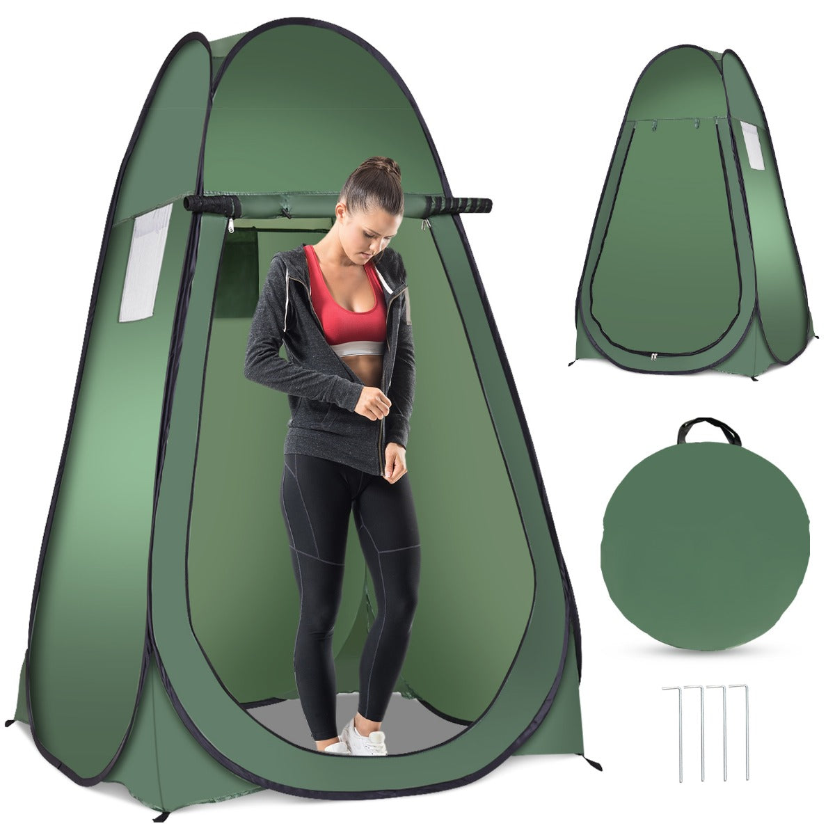 LIVSK Draagbare Kampeertent - Pop-Up Douchetent met Zijvak - Eenvoudig Opzetten - Lichtgewicht en Duurzaam - 120 x 120 x 190 cm -
