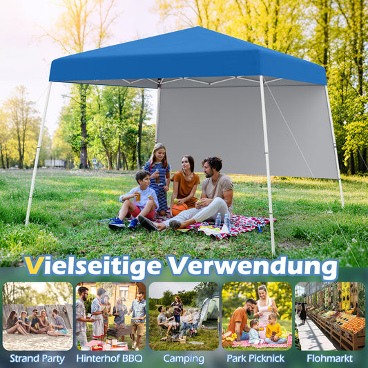 LIVSK Pop-up Paviljoen 3x3m - Draagbaar met Rugzak - 1 Zijwand - 4 Grondankers - Voor Tuin en Evenementen - Blauw