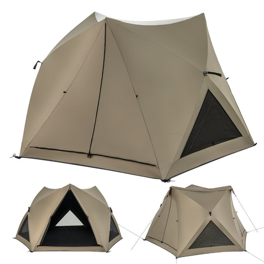 LIVSK Pop-Up Campingtent voor 4-6 Personen - Weerbestendig met Dakraam - Snelle Opbouw - Inclusief Draagtas - Olijfgroen