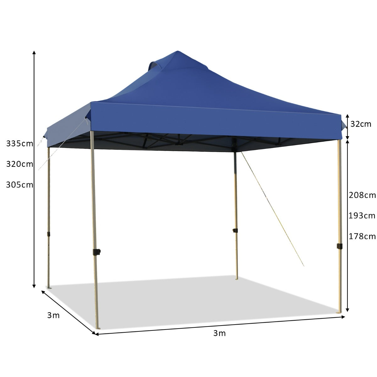 LIVSK Pop-up Partytent - Opvouwbaar - Waterdicht - Verstelbare Hoogte - 9 m² Schaduw - Inclusief Draagtas - Blauw
