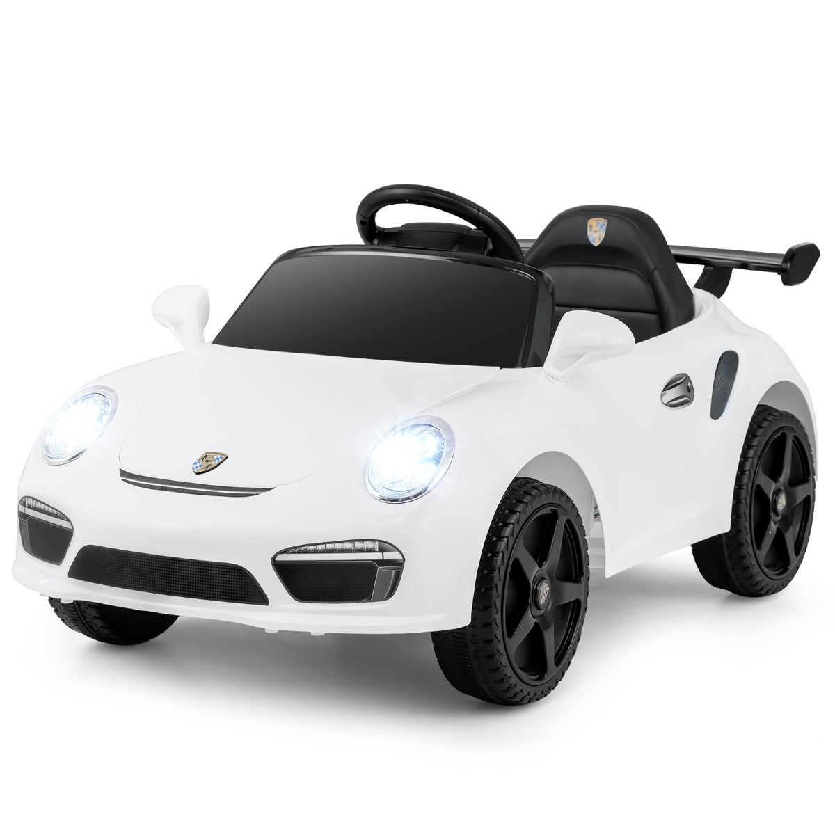Livsk costway porsche elektrische auto voor kinderen 12v elektrisch kindervoertuig met afstandsbediening en usb poort wit 1 1