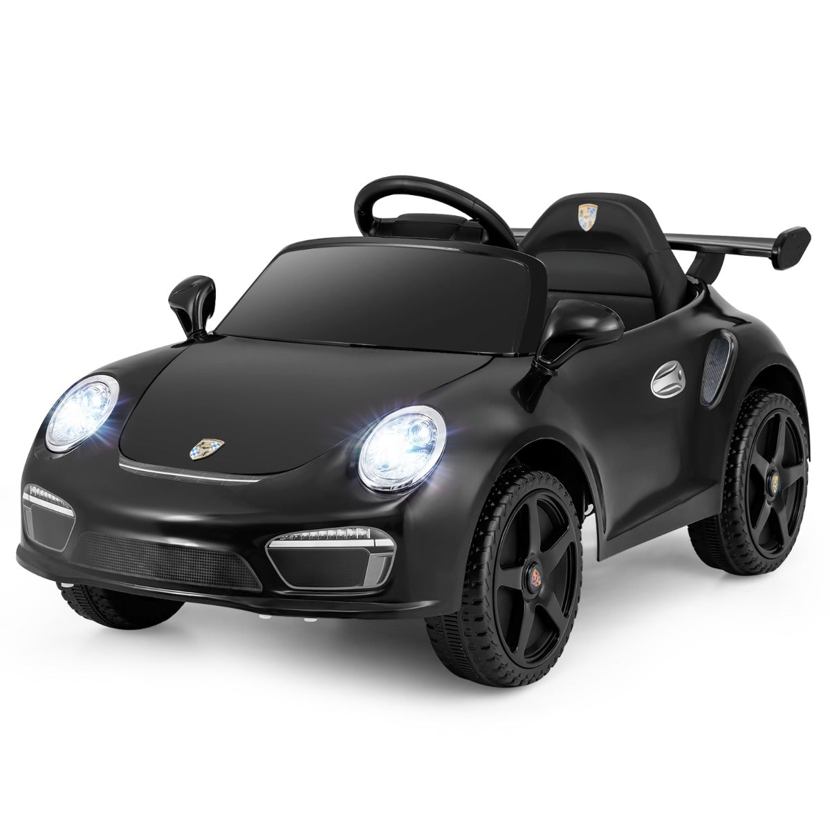 Livsk costway porsche elektrische auto voor kinderen 12v elektrisch kindervoertuig met afstandsbediening en usb poort zwart 1 1