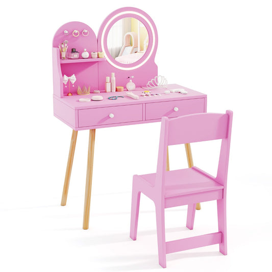 Livsk costway prinsessen achtige cosmeticaset met stoel en kaptafel