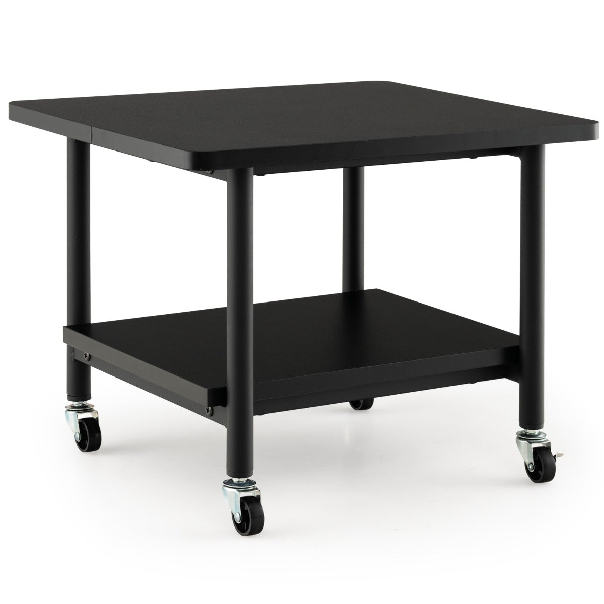 LIVSK Verrijdbare Printertafel - 2 Niveaus met Vergrendelingsmechanisme - Stevig Metaal - Tot 55 kg - Zwart