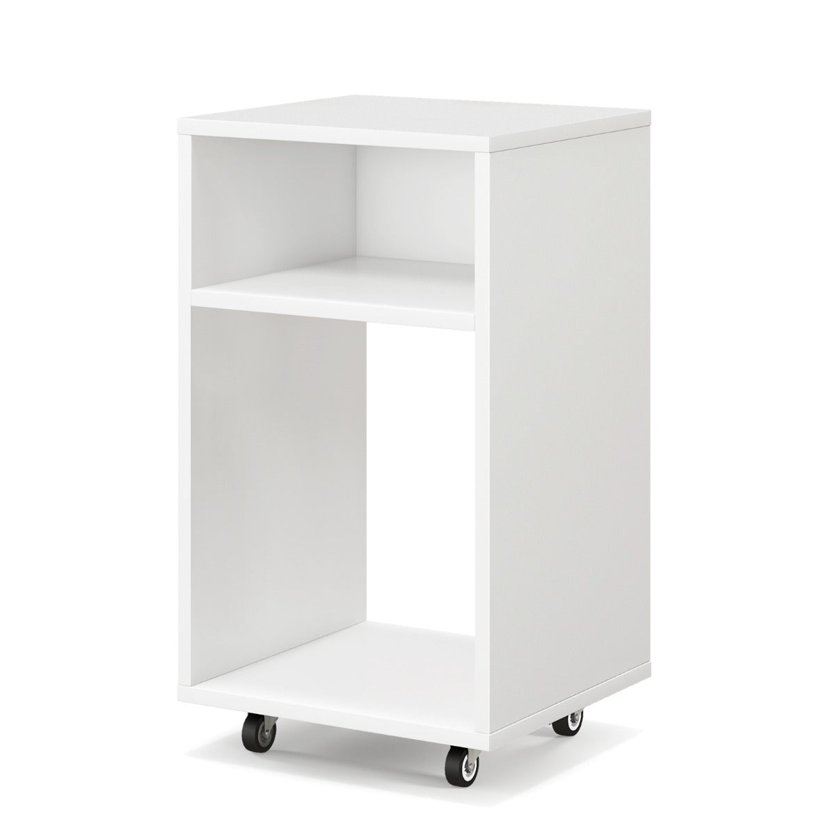 LIVSK Rolcontainer Kantoorwagen - 2 Open Planken - 4 Wielen - Stabiele Structuur - 60 kg Draagvermogen - 33 x 30 x 58 cm - Wit