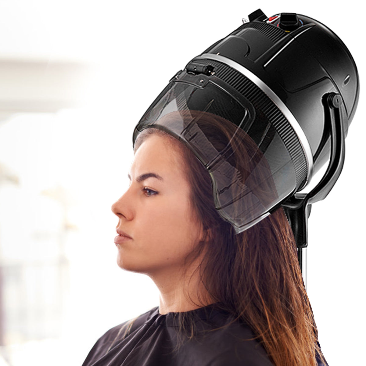 LIVSK Föhn met Opstaande Kap 1050 W - Instelbare Temperatuur 40-75°C - Verstelbare Hoogte 125-160 cm - Handenvrij - Zwart