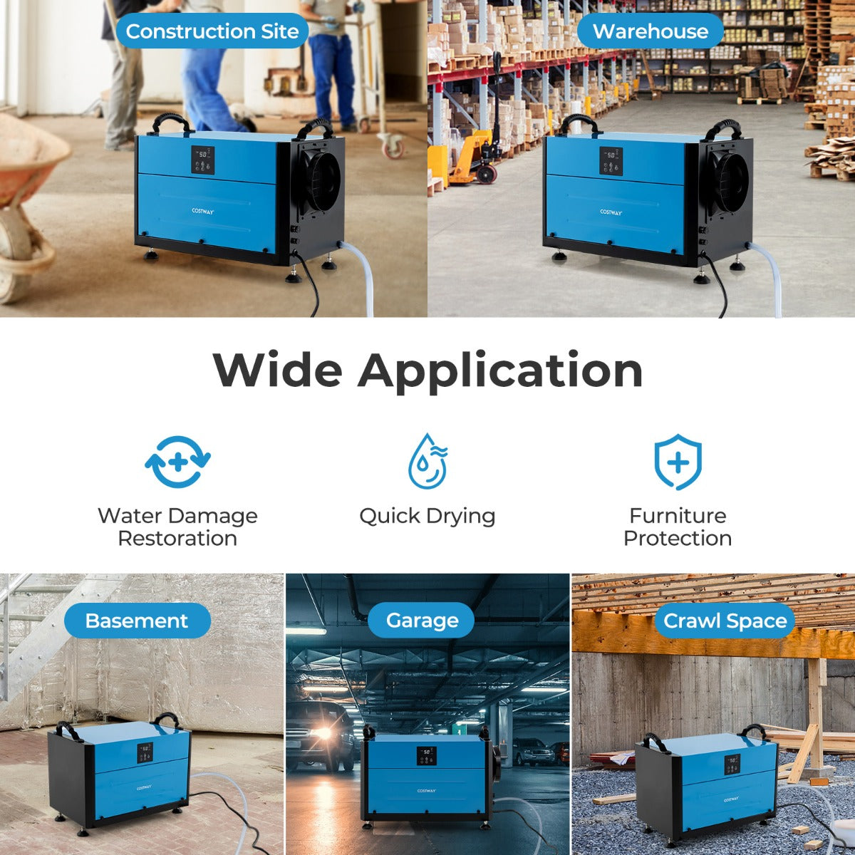 Livsk costway professionele luchtontvochtiger met een capaciteit van 735 l dag industriele luchtontvochtiger met 3 standen 24 uurs timer blauw 4