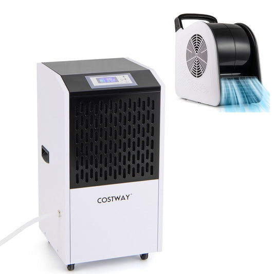 Livsk costway professionele vochtigheids en ventilatiecontrolekit met witte ontvochtiger 118 l dag en ventilator met 3 snelheden 185
