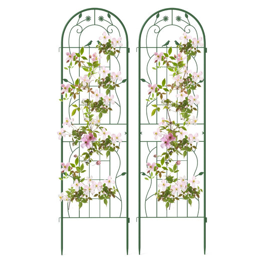 LIVSK Tuinscherm Metaal - 2-delige set - Ondersteuning voor Klimplanten - 180 x 50 cm - Roestbestendig - Groen