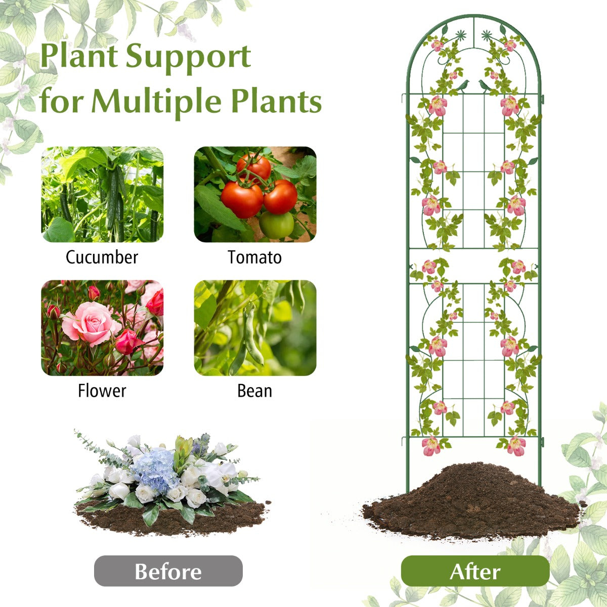 LIVSK Tuinscherm Metaal - 2-delige set - Ondersteuning voor Klimplanten - 180 x 50 cm - Roestbestendig - Groen