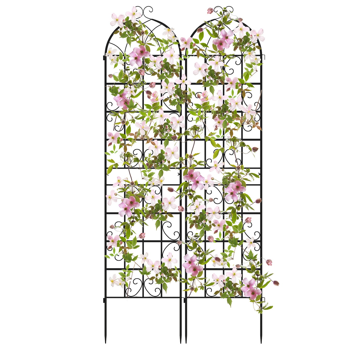 LIVSK Metalen Tuinspalier - Vrijstaand en Weerbestendig - Royale Klimoppervlakte - Eenvoudige Montage - 2-pack - Zwart 220 x 50 cm