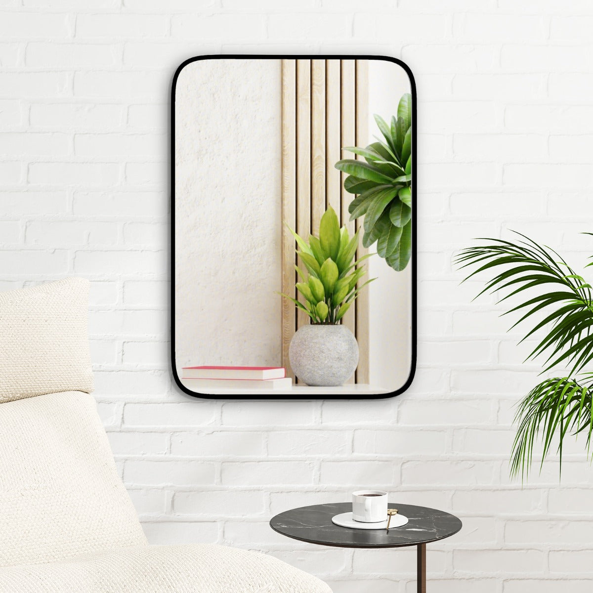 LIVSK Badkamerspiegel - Ovaal met Onbreekbaar Veiligheidsdesign - Aluminium - Verticale/Horizontale Installatie - 70 x 50 cm -