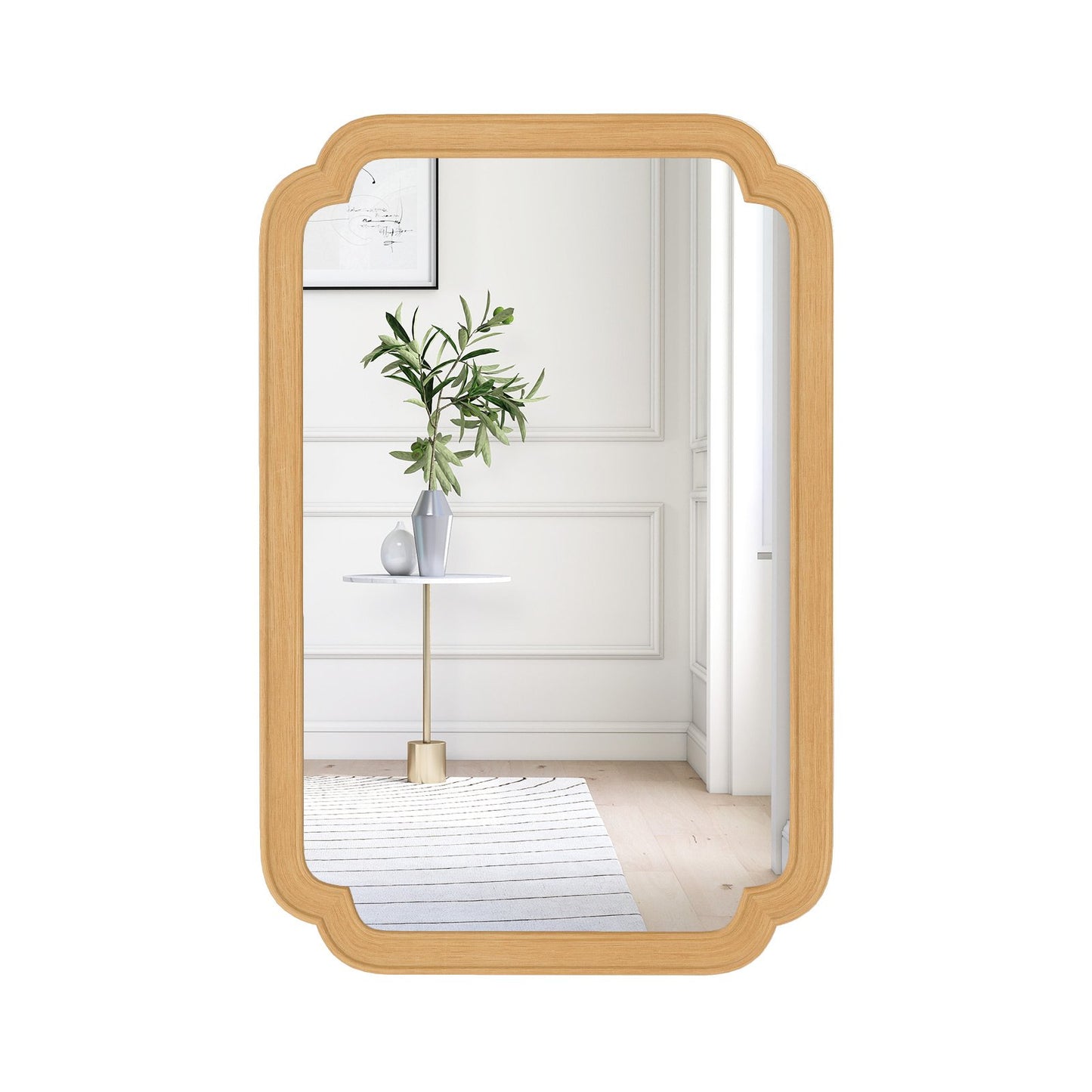 LIVSK Decoratieve Wandspiegel 90 x 60 cm - Rustieke Stijl - Hoogwaardige MDF-lijst - Flexibele Installatie - Natuurlijk