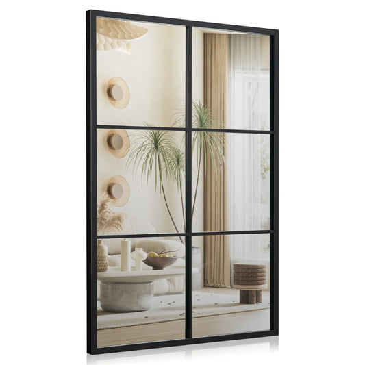 LIVSK Rechthoekige Wandspiegel - Metalen Frame - Eenvoudig te Ophangen - 70 x 100 cm - Direct Klaar voor Gebruik - Zwart