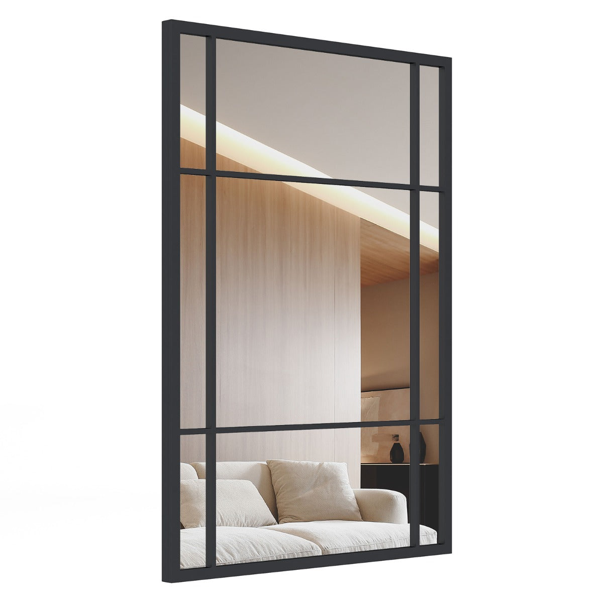 Livsk costway rechthoekige wandspiegel met metalen frame decoratieve hangspiegel 1015 x 71 cm decoratieve spiegel
