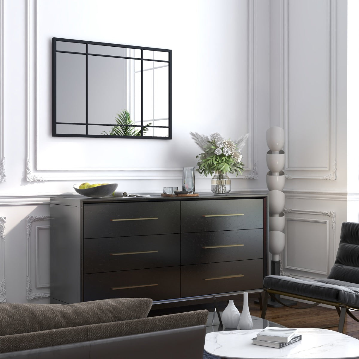 Livsk costway rechthoekige wandspiegel met metalen frame decoratieve hangspiegel 1015 x 71 cm decoratieve spiegel 5