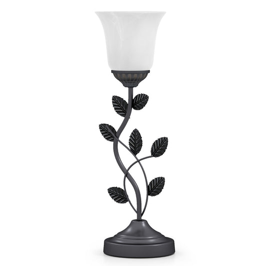 Livsk costway retro bedlamp tulpvormige glazen lampenkap metalen bladen