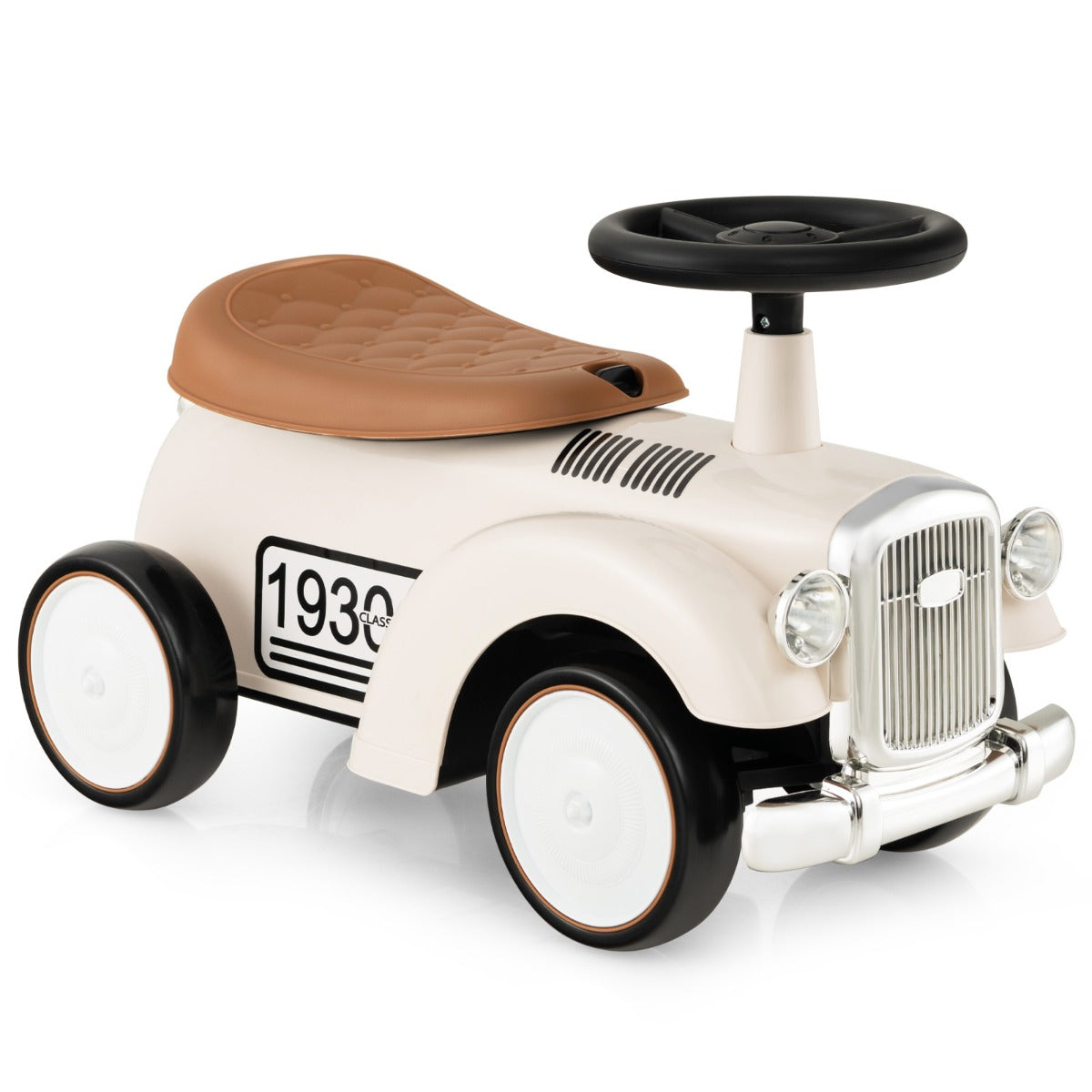 LIVSK Kinder Ride-On Auto - Ergonomisch Stuur - Opbergruimte - EVA Wielen - Voor 18-36 maanden - Wit