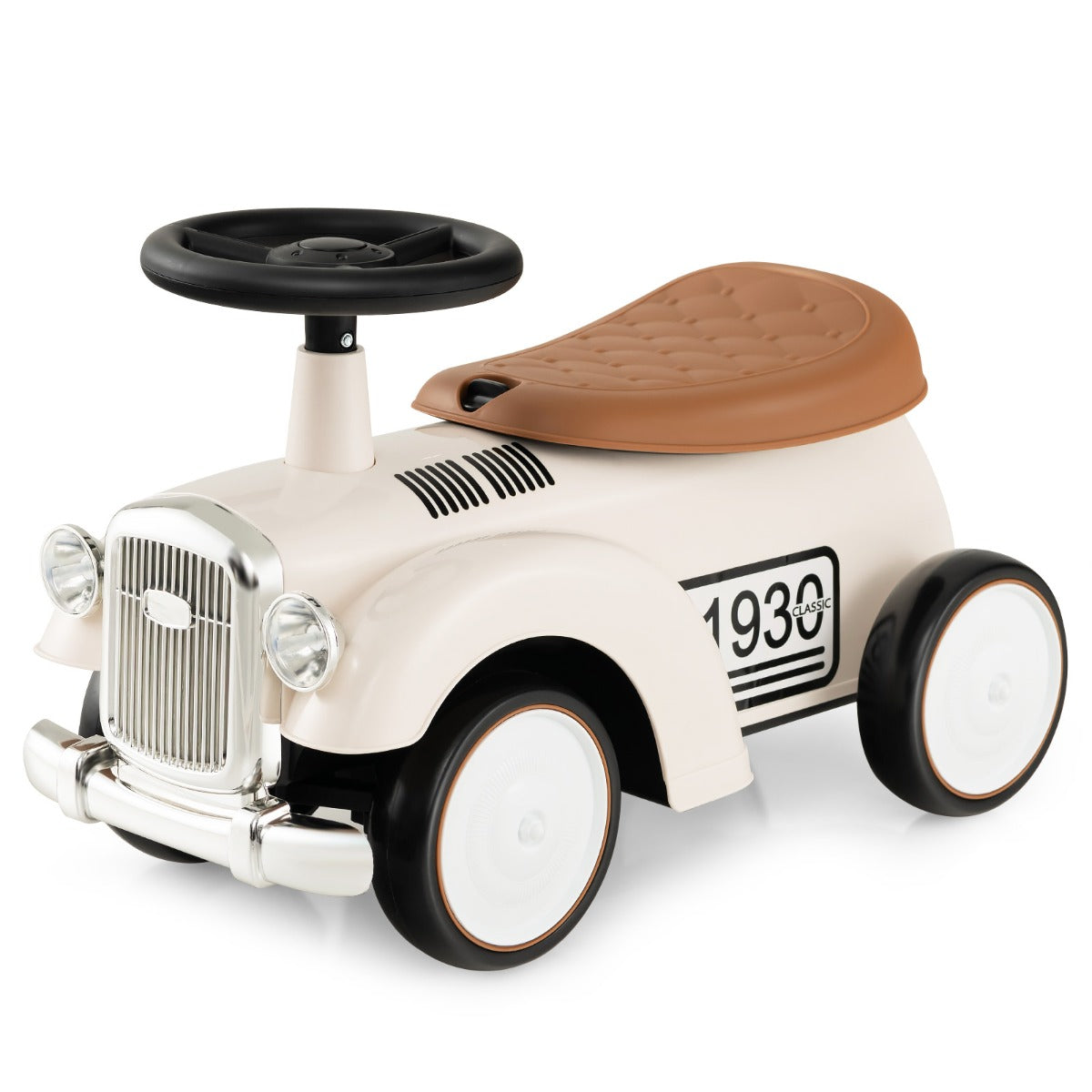 LIVSK Kinder Ride-On Auto - Ergonomisch Stuur - Opbergruimte - EVA Wielen - Voor 18-36 maanden - Wit