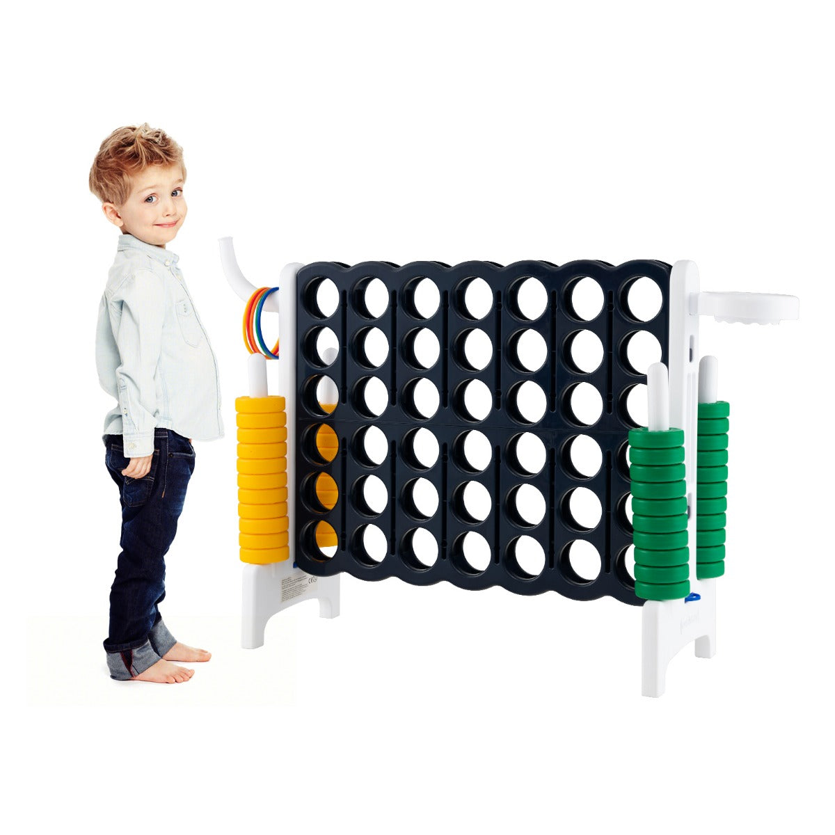 LIVSK Reuzenspelset 4-op-een-rij - 3-in-1 Ontwerp - Duurzaam en Kindvriendelijk - Voor Binnen en Buiten - 84 x 33 x 74 cm - Kleur