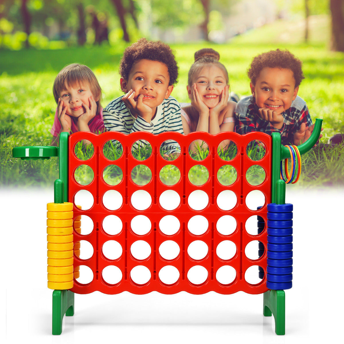 LIVSK 4-in-1 Reuzenspelset - 3-in-1 Ontwerp - Kindvriendelijk en Duurzaam - Voor Binnen en Buiten - 84 x 33 x 74 cm - Multicolor